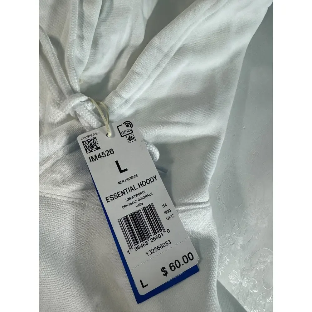 Adidas Originals Men's Trefoil Essentials Hoodie Size Large White NWT Read